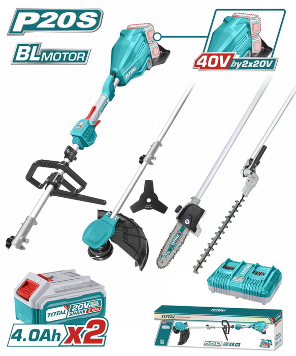 TOTAL ΕΠΑΓΓ. ΠΟΛΥΜΗΧΑΝΗΜΑ 4 σε 1 ΜΠΑΤ. Li-ion 2X20V(40V) / 4Ah / 2 ΜΠΑΤ. BL Motor (TSTLI2040386) TOTAL ΕΠΑΓΓ. ΠΟΛΥΜΗΧΑΝΗΜΑ 4 σε 1 ΜΠΑΤ. Li-ion 2X20V(40V) / 4Ah / 2 ΜΠΑΤ. BL Motor (TSTLI2040386)