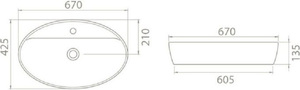 Cerastyle Οne Νιπτήρας Επιτραπέζιος με οπή 67x42,5cm 