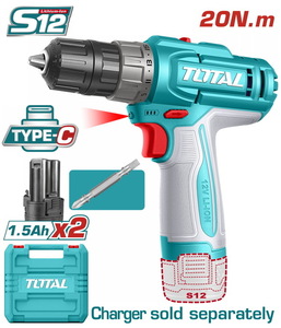 TOTAL ΔΡΑΠ/ΒΙΔΟ ΜΠΑΤ. Li-ion 12V / 1.5Ah / 20Nm / 2 ΜΠΑΤ Type-C (TDLI12206E)