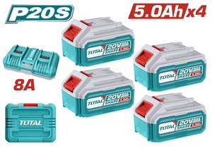 TOTAL ΕΠΑΓΓ. ΣΕΤ 4τεμ ΜΠΑΤ. TFBLI2053 Li-ion 20V / 5Ah + 1τεμ ΤΑΧΥΦΟΡΤΙΣΤΗΣ TFCLI2082 (TFBCLI20285E)
