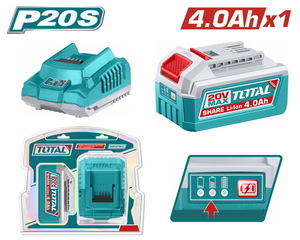 TOTAL ΕΠΑΓΓ. ΣΕΤ 1τεμ ΜΠΑΤ. TFBLI2002 Li-ion 20V/4Ah + 1τεμ ΦΟΡΤΙΣΤΗΣ TFCLI2001 (TFBCPK1012)