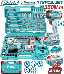 TOTAL ΕΠΑΓΓ. ΣΕΤ ΜΠΟΥΛΟΝΟΚΛΕΙΔΟ ΜΠΑΤ. Li-ion 20V / 550Nm / 4Ah / 2 ΜΠΑΤ 172ΤΕΜ (THKTHP41728E)