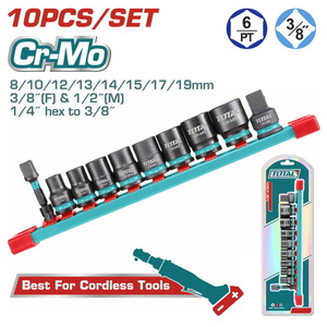 TOTAL ΕΠΑΓΓ. ΣΕΤ ΚΑΡΥΔΑΚΙΑ ΑΕΡΟΣ ΜΑΥΡΑ ΕΞΑΓΩΝΑ 3/8" 10 ΤΕΜ (THTISD38104)