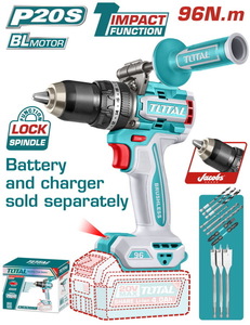 TOTAL ΕΠΑΓΓ. ΔΡΑΠ/ΒΙΔΟ ΚΡΟΥΣΤΙΚΟ ΜΠΑΤ. Li-ion 20V/96Nm ΧΩΡΙΣ ΜΠΑΤ & ΦΟΡΤΙΣΤΗ BL Motor (TIDLI209685)