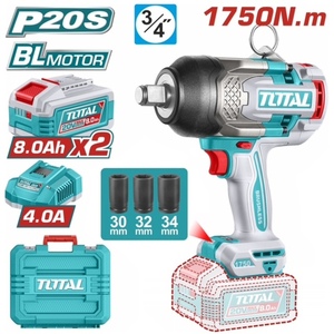 TOTAL ΕΠΑΓΓ. ΜΠΟΥΛΟΝΟΚΛΕΙΔΟ ΜΠΑΤ. Li-ion 20V / 1750Nm / 8Ah / 2 ΜΠΑΤ BL Motor (TIWLI20175E)