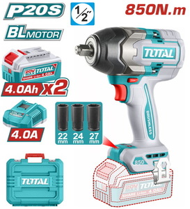 TOTAL ΕΠΑΓΓ. ΜΠΟΥΛΟΝΟΚΛΕΙΔΟ ΜΠΑΤ. Li-ion 20V / 4Ah / 850Nm / 2 ΜΠΑΤΑΡΙΕΣ (TIWLI2085E)
