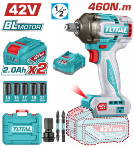 TOTAL ΕΠΑΓΓ. ΜΠΟΥΛΟΝΟΚΛΕΙΔΟ ΜΠΑΤ. Li-ion 42V / 2Ah / 460Nm / 2 ΜΠΑΤ BL Motor (TIWLI42462E)