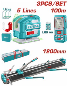 TOTAL ΕΠΑΓΓ. ΣΕΤ ΚΟΦΤΗΣ ΠΛΑΚΙΔΙΩΝ 120cm + ΑΛΦΑΔΙ LASER 35m + ΜΕΤΡΗΤΗΣ ΑΠΟΣ. 100m (TOS250911)