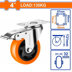 WADFOW ΡΟΔΑ ΠΕΡΙΣΤΡΕΦΟΜΕΝΗ ΜΕ ΦΡΕΝΟ PU Φ-100mm (WJL2343)
