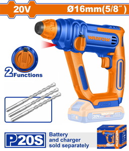 WADFOW ΠΝΕΥΜΑΤΙΚΟ ΠΙΣΤΟΛΕΤΟ SDS-PLUS ΜΠΑΤ. Li-ion 20V / 16mm ΧΩΡΙΣ ΜΠΑΤΑΡΙΑ & ΦΟΡΤΙΣΤΗ (WLM1516)