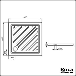 Ντουζιέρα Roma Roca 80x80x55 Φ90 Πορσελάνης Τετράγωνη